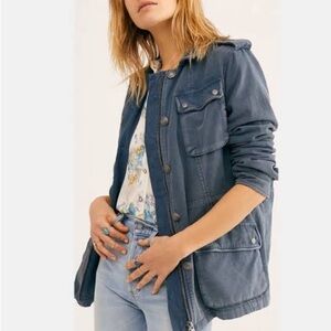 Free People y2k Not Your Brother's Military Jacket Deep Sea Teal Blue
